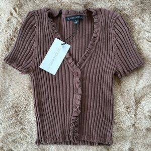 Cotton Candy LA Ruffled Ribbed Top